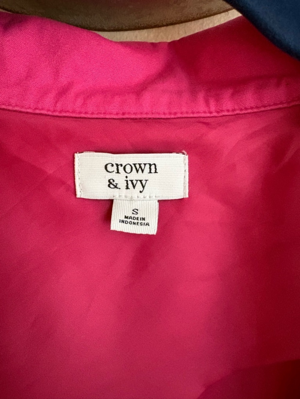 Crown & Ivy S Pink Lightweight Jacket, 100% cotton, navy & white interior piping - Picture 3 of 6